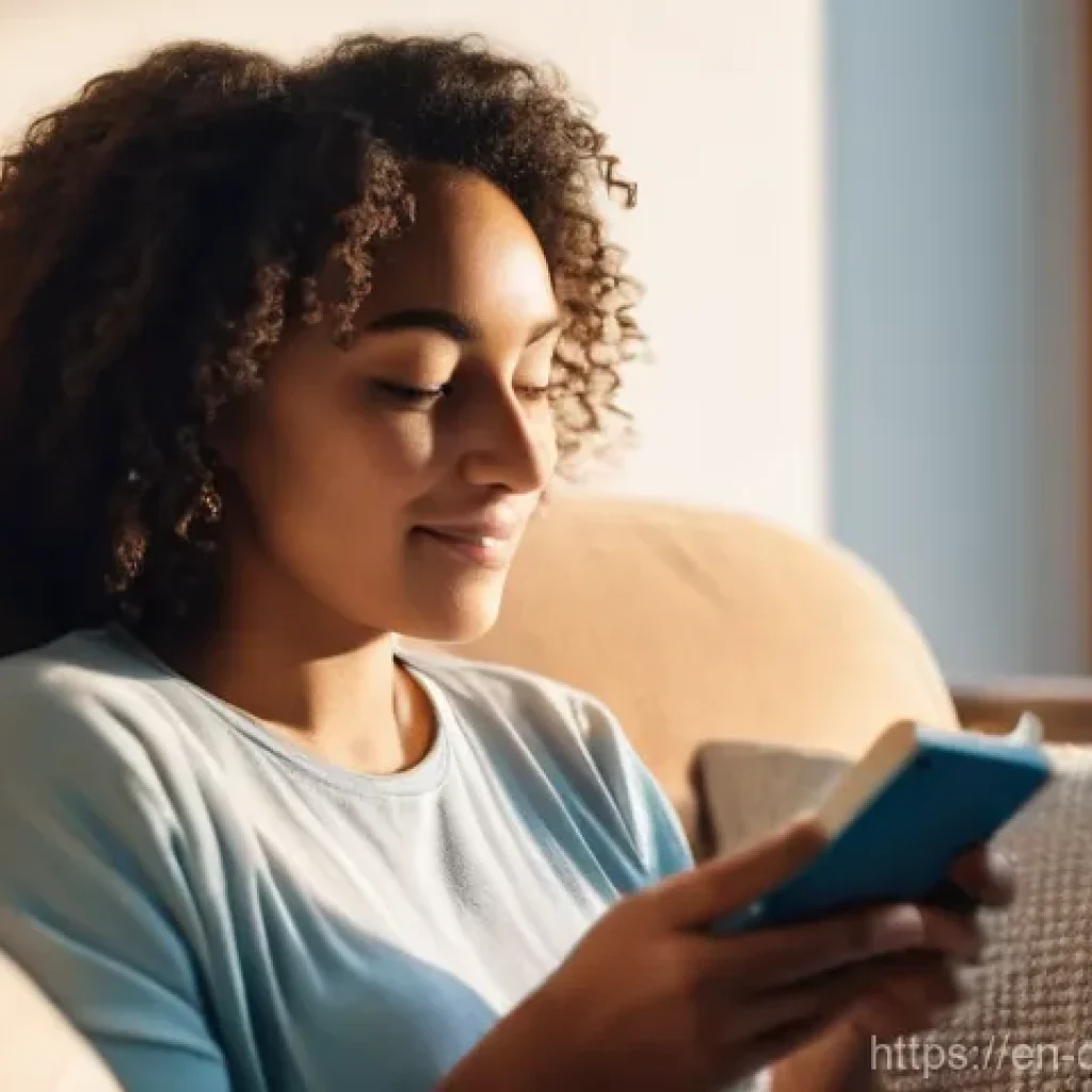 디지털디톡스와 사회적 압박 해소 - **Prompt:** A cozy, warmly lit indoor scene at sunset. A diverse person in their late 20s to early 3...