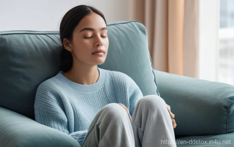 디지털디톡스와 정서적 회복 - **Digital Fatigue and Mental Overload:**
    A young adult, perhaps in their late 20s or early 30s, ...