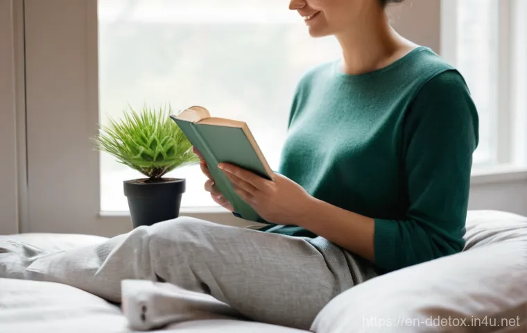 디지털디톡스와 정서적 회복 - **Digital Fatigue and Mental Overload:**
    A young adult, perhaps in their late 20s or early 30s, ...