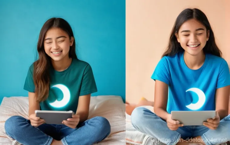 디지털디톡스와 청소년 디지털 중독 - **Digital Tether in an Urban Park**: A cinematic, wide shot capturing a diverse group of four teenag...