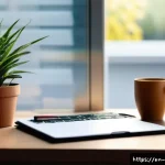 디지털디톡스와 스마트폰 앱 삭제 - A serene minimalist workspace featuring a modern desk with a sleek smartphone displaying a home scre...