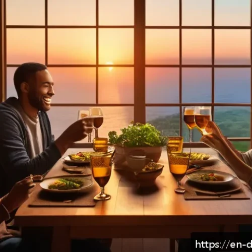 디지털디톡스와 디지털 과의 거리두기 - A cozy, softly lit dining room scene featuring a diverse family enjoying a meal together without any...